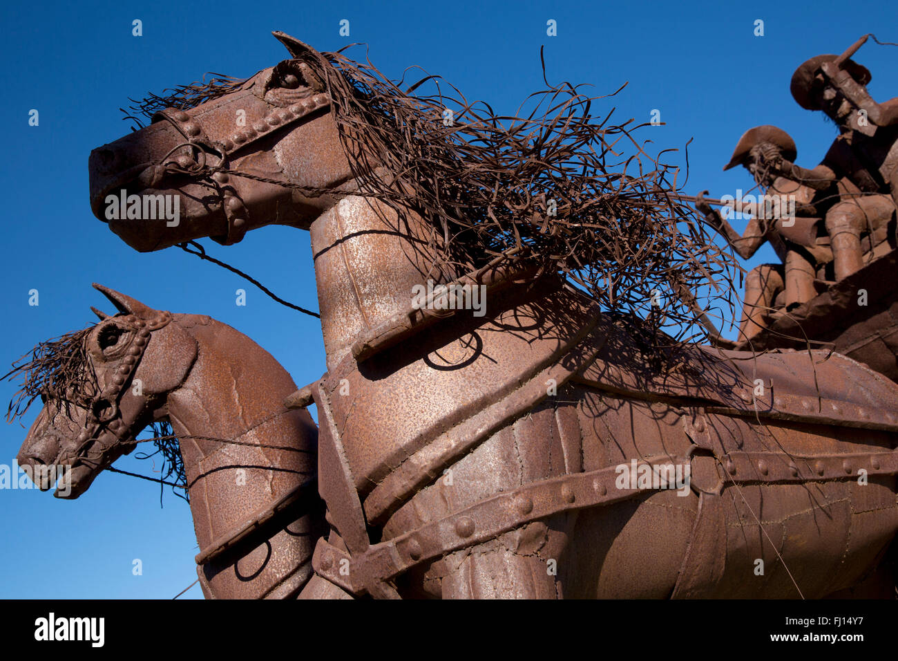 Metal sculpture of stagecoach by the artist Ricardo Breceda, Aguanga, California, USA Stock Photo