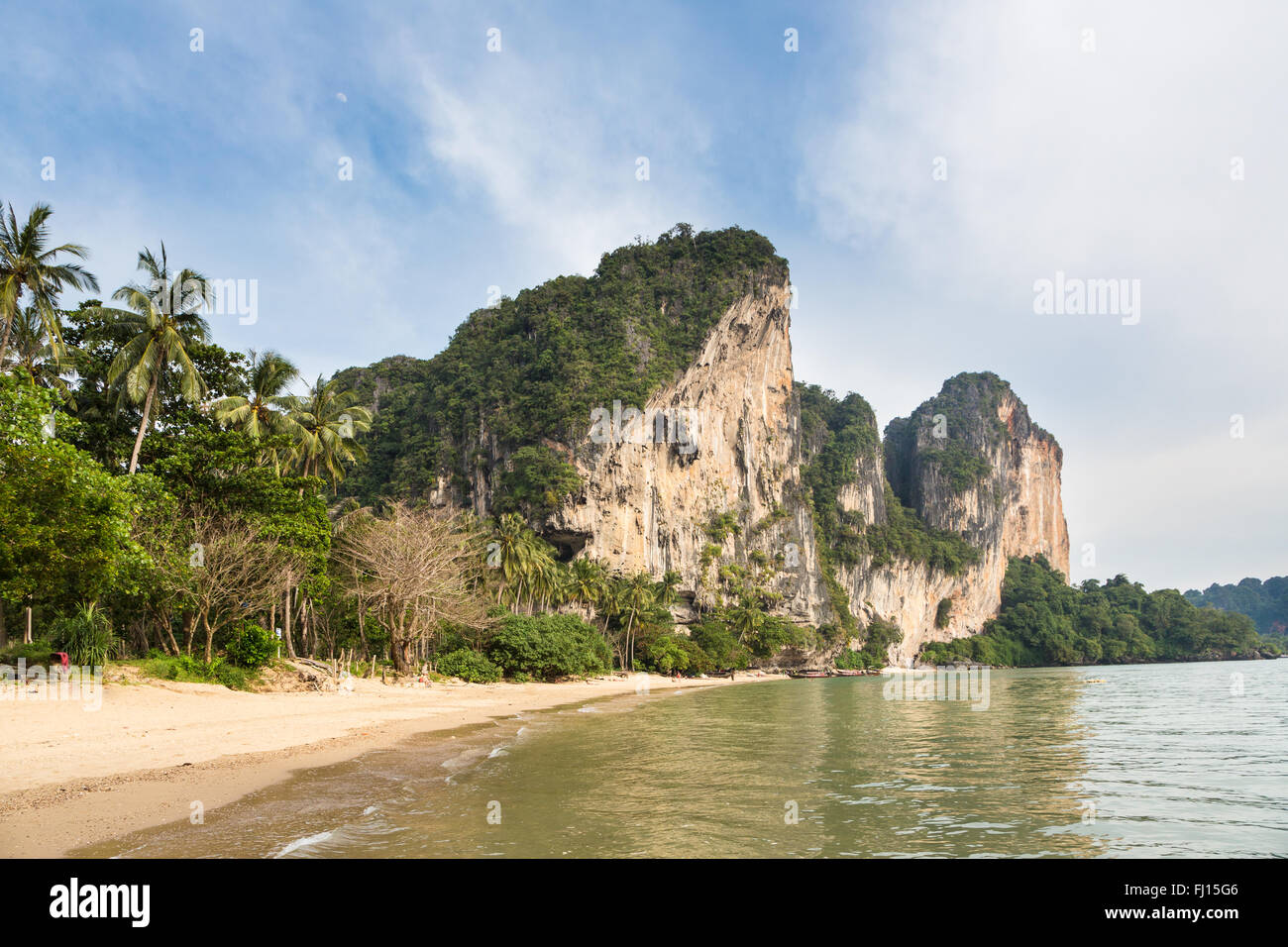 The stunning landscape made of karst formations, the Ton Sai beach and jungle around Railey in Krabi province in south Thailand Stock Photo