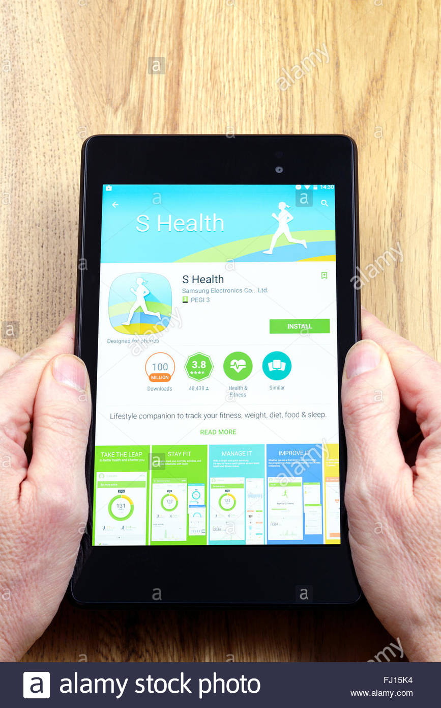 Fitness tracker S Health app on an android tablet PC ...
