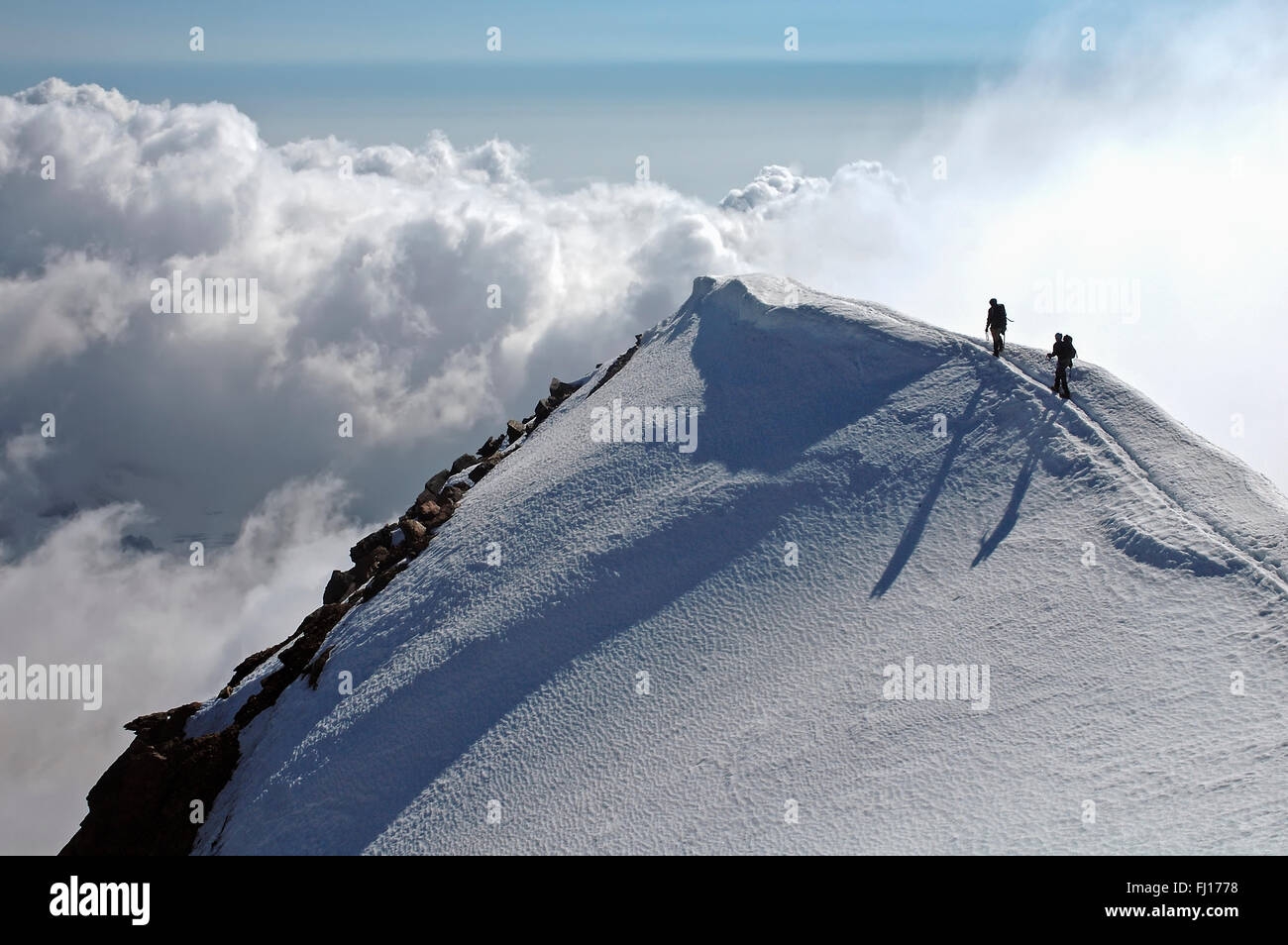 Switzerland, Pennine Alps, Saas-Grund, Weissmies, mountaineers Stock Photo