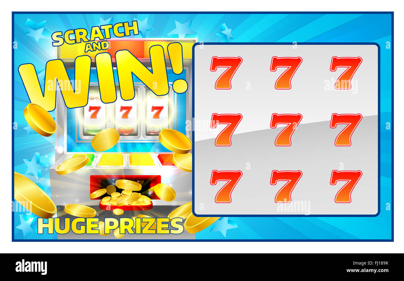 A slot machine lottery instant scratch and win scratchcard Stock Photo