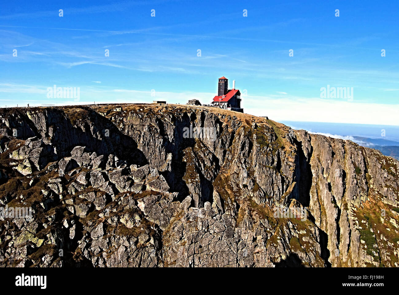 most wilderness hill in Karkonosze mountains - Sniezne Kotly  during nice autumn day with clear sky Stock Photo