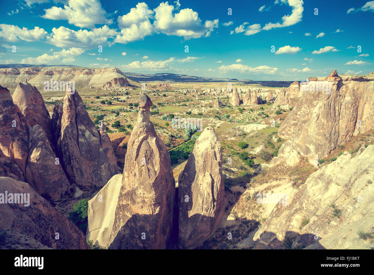 Spectacular rocks formations in Cappadocia Stock Photo