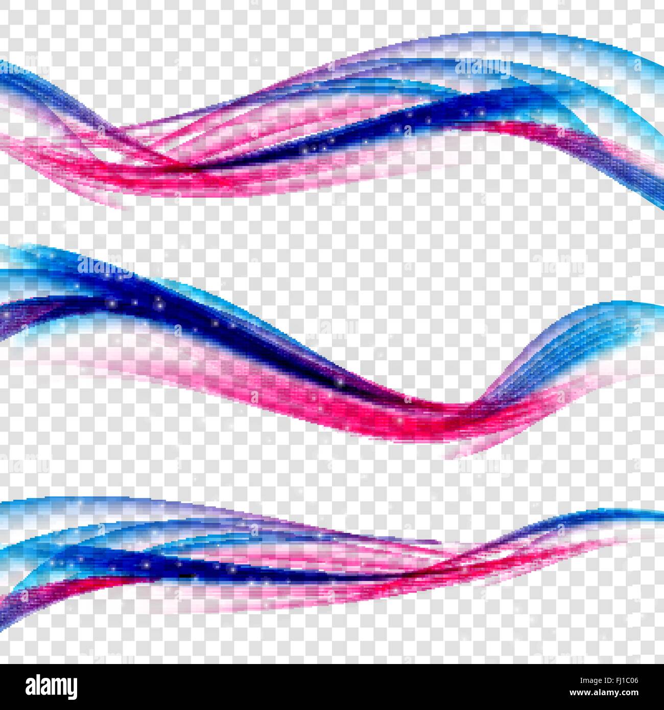 Abstract Blue and Pink Wave Set on Transparent Background. Vect Stock ...