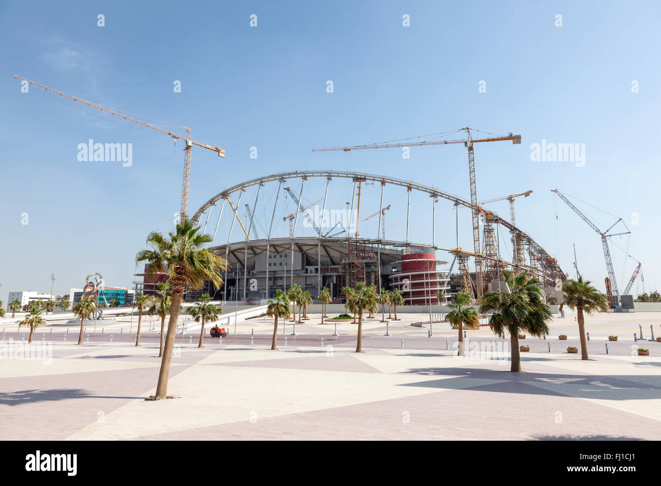 Khalifa Stadium in Doha under renovation Stock Photo