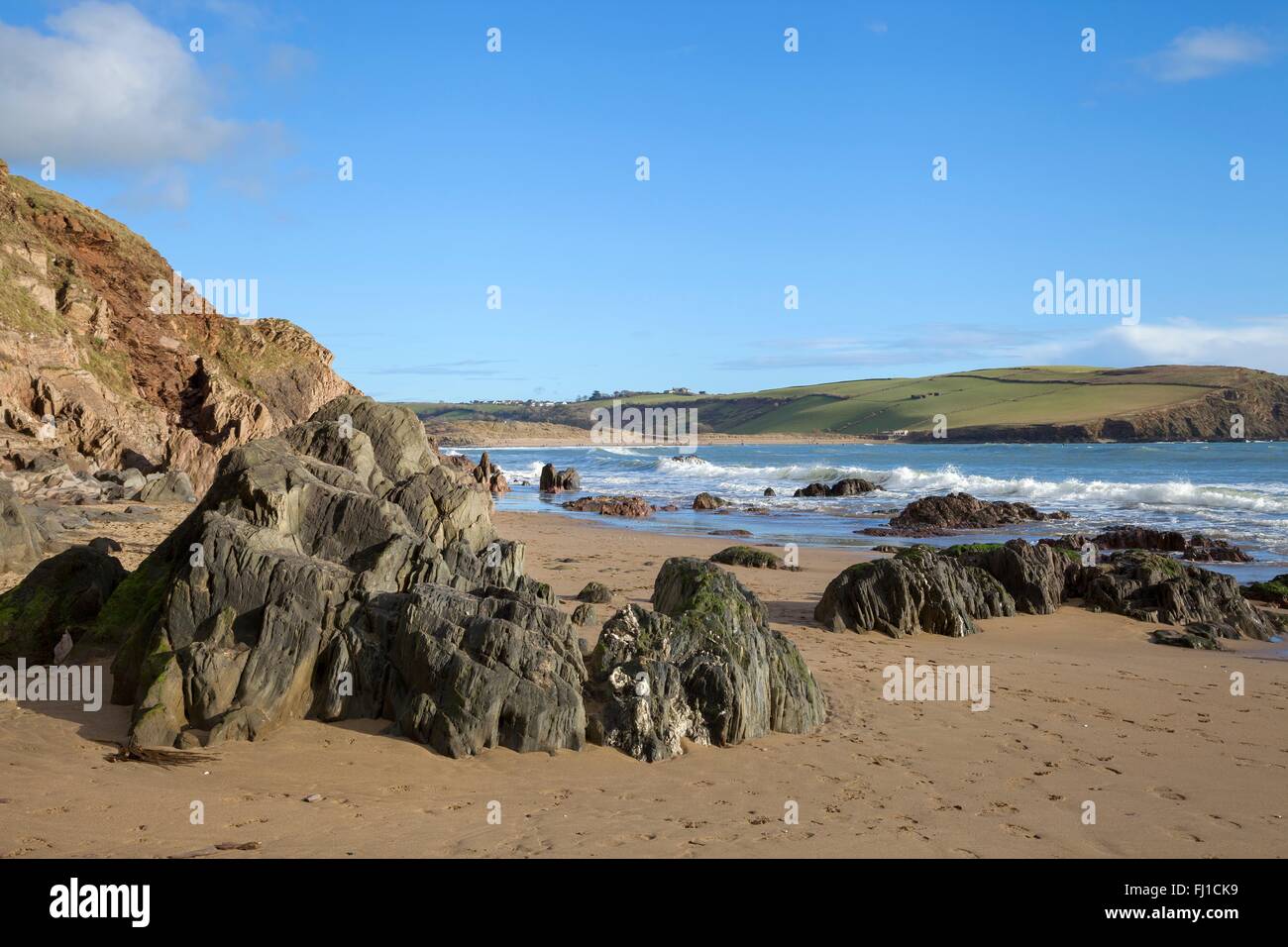 The beach at Bigbury on Sea, Devon, England Stock Photo