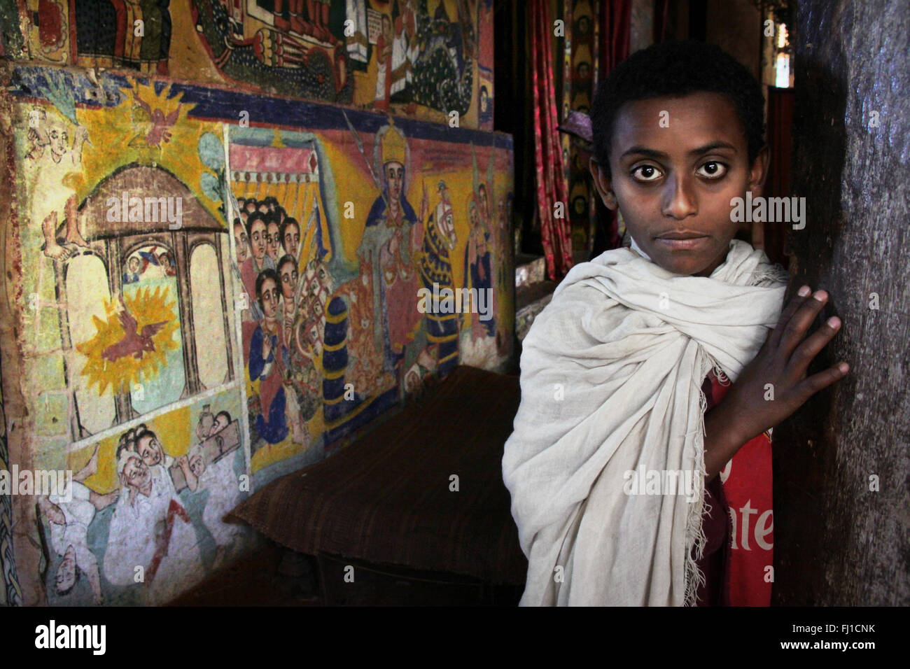 Inside monastery of Oura Kidane Mehret, Lake Tana , Ethiopia , Africa Stock Photo