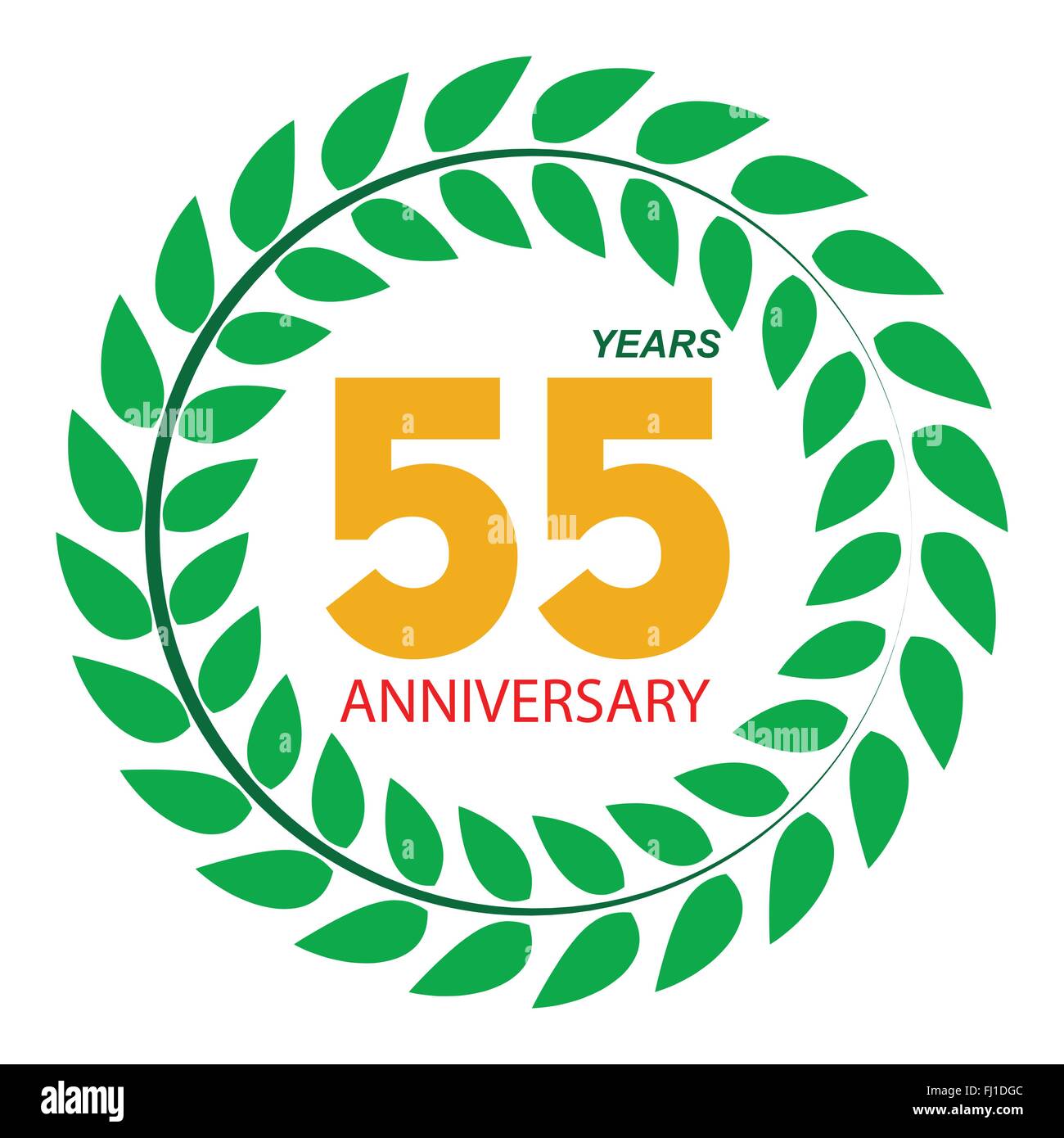 Template Logo 55 Anniversary in Laurel Wreath Vector Illustratio Stock