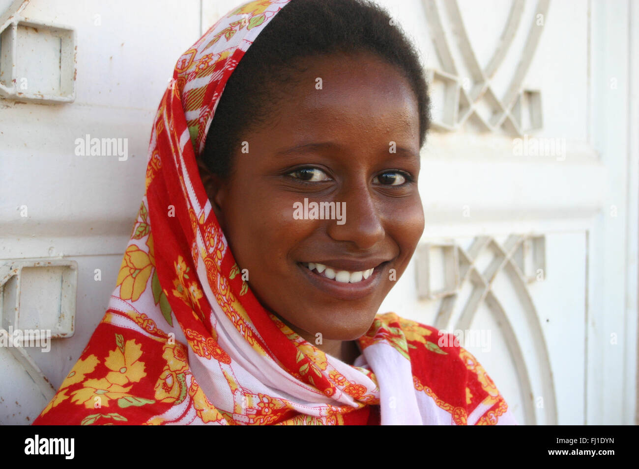 Portrait of Harratin woman in Nouakchott, Mauritania Stock Photo