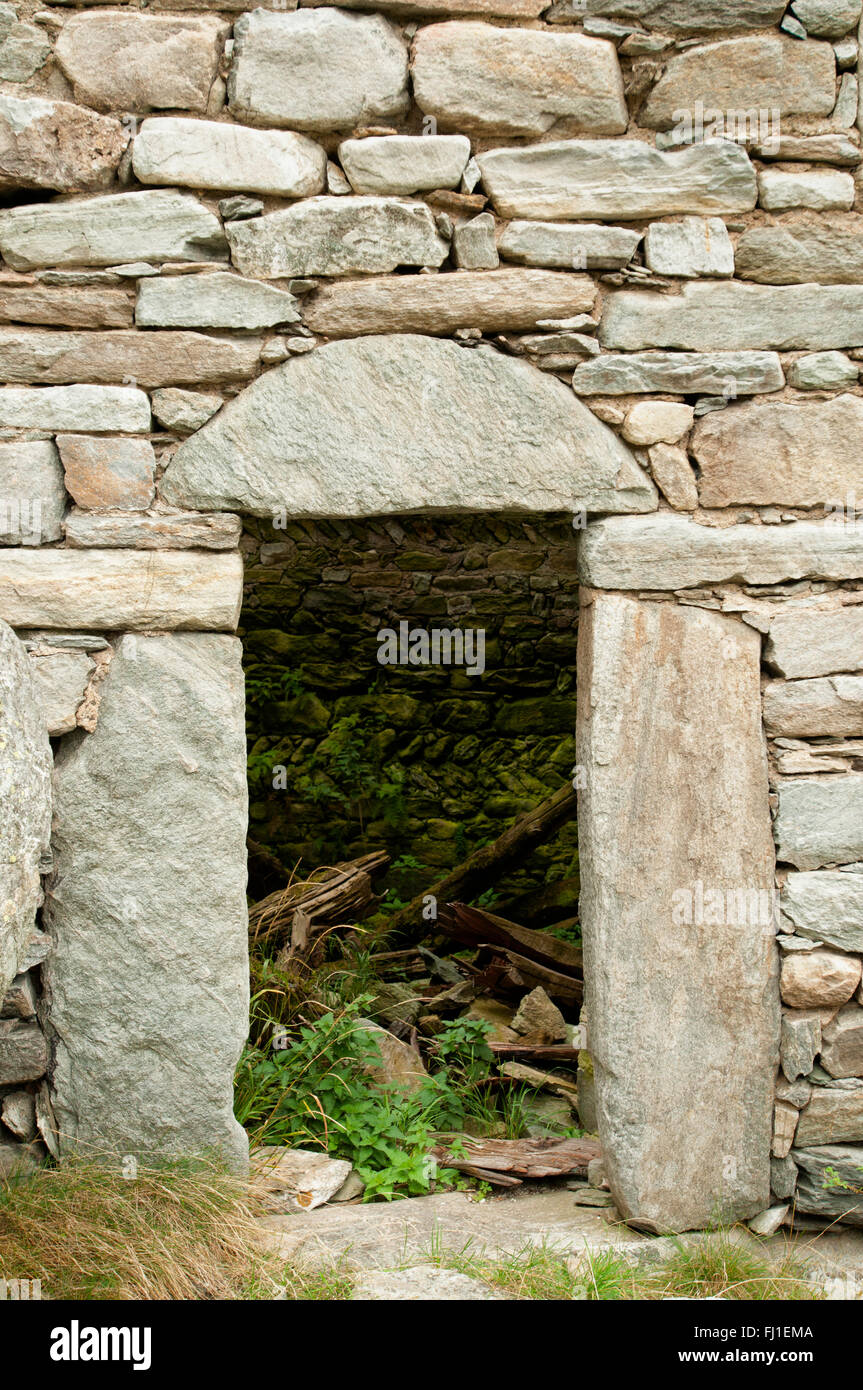 A detail of the ancient wall of a fortress in Soana Valley, Piedmont (Italy) Stock Photo
