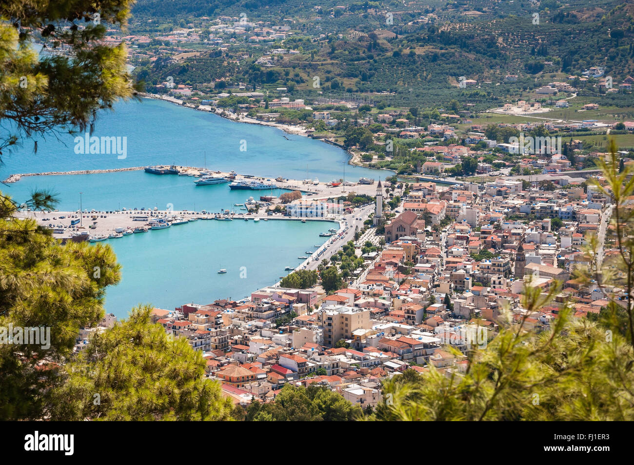 Aerial view of Zante town, capital city of Zakynthos, Greece Stock Photo