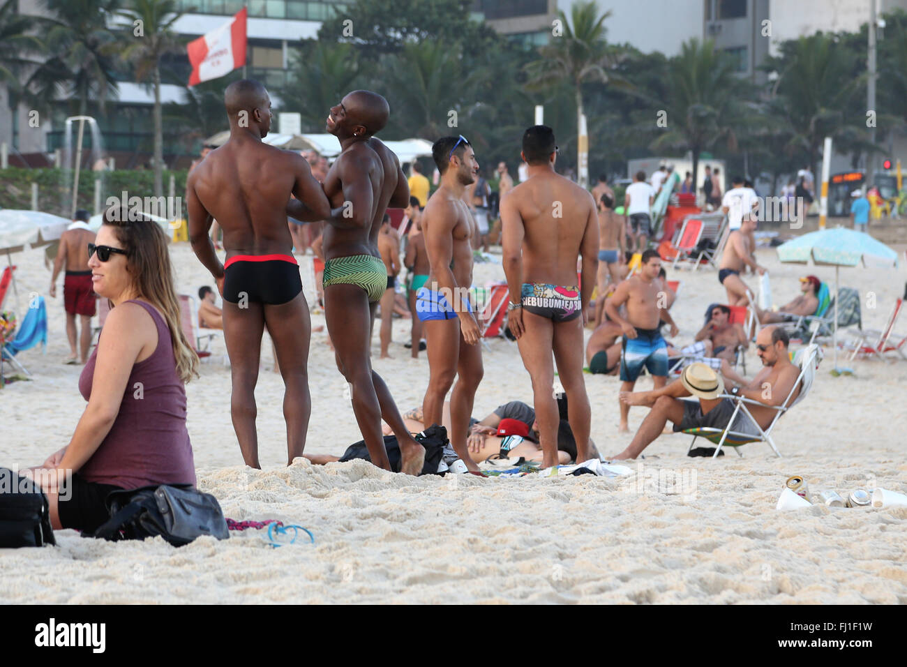 Sexy Brazilian gay men hotties in Ipanema beach, Rio de Janeiro, Brazil  Stock Photo - Alamy