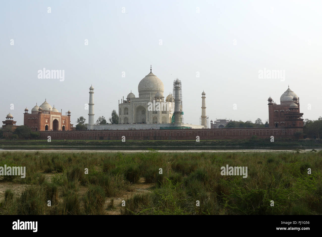 This is the back of the Taj Mahal from the opposite side of the Yamuna River Agra, India Photo by Palash Khan Stock Photo