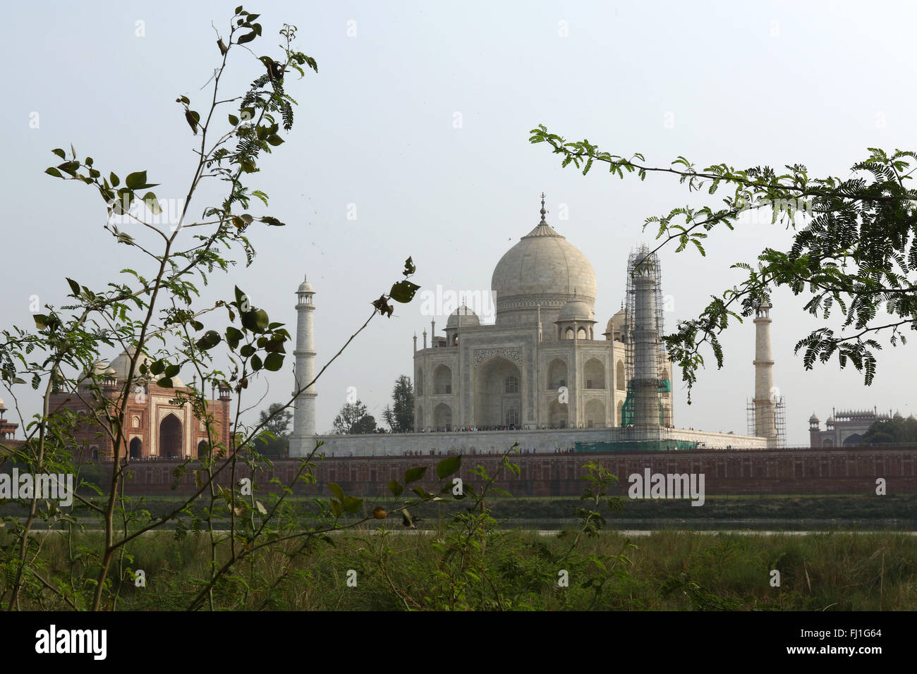 This is the back of the Taj Mahal from the opposite side of the Yamuna River Agra, India Photo by Palash Khan Stock Photo