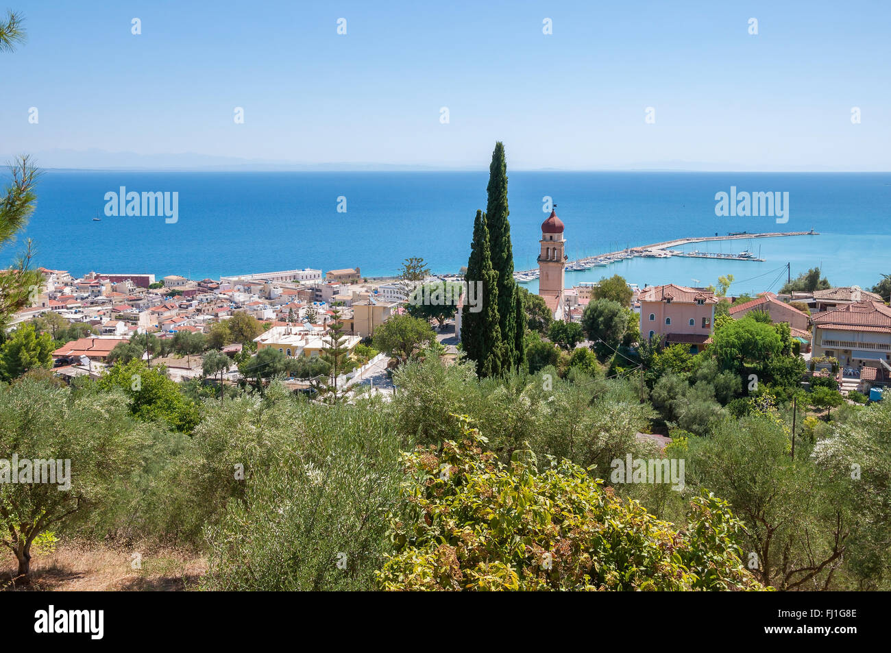 View of port in Zante town, capital city of Zakynhtos, Greece Stock Photo