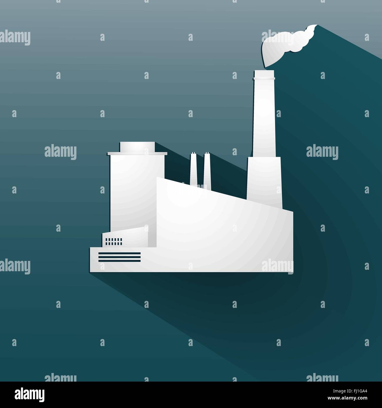 Ecology background with paper industrial objects, smoke and fire Stock