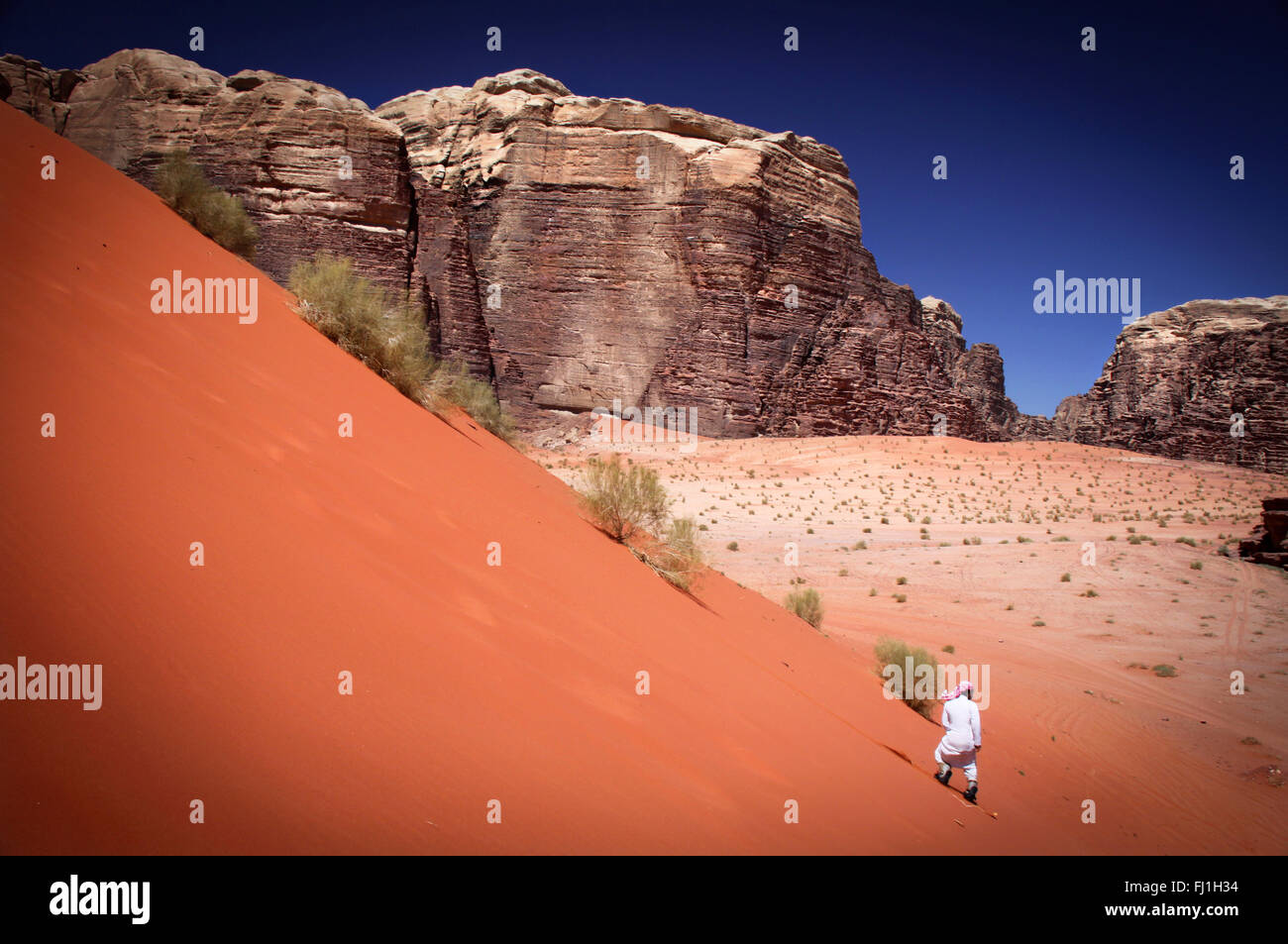 Beduin man in Wadi Rum desert , Jordan Stock Photo