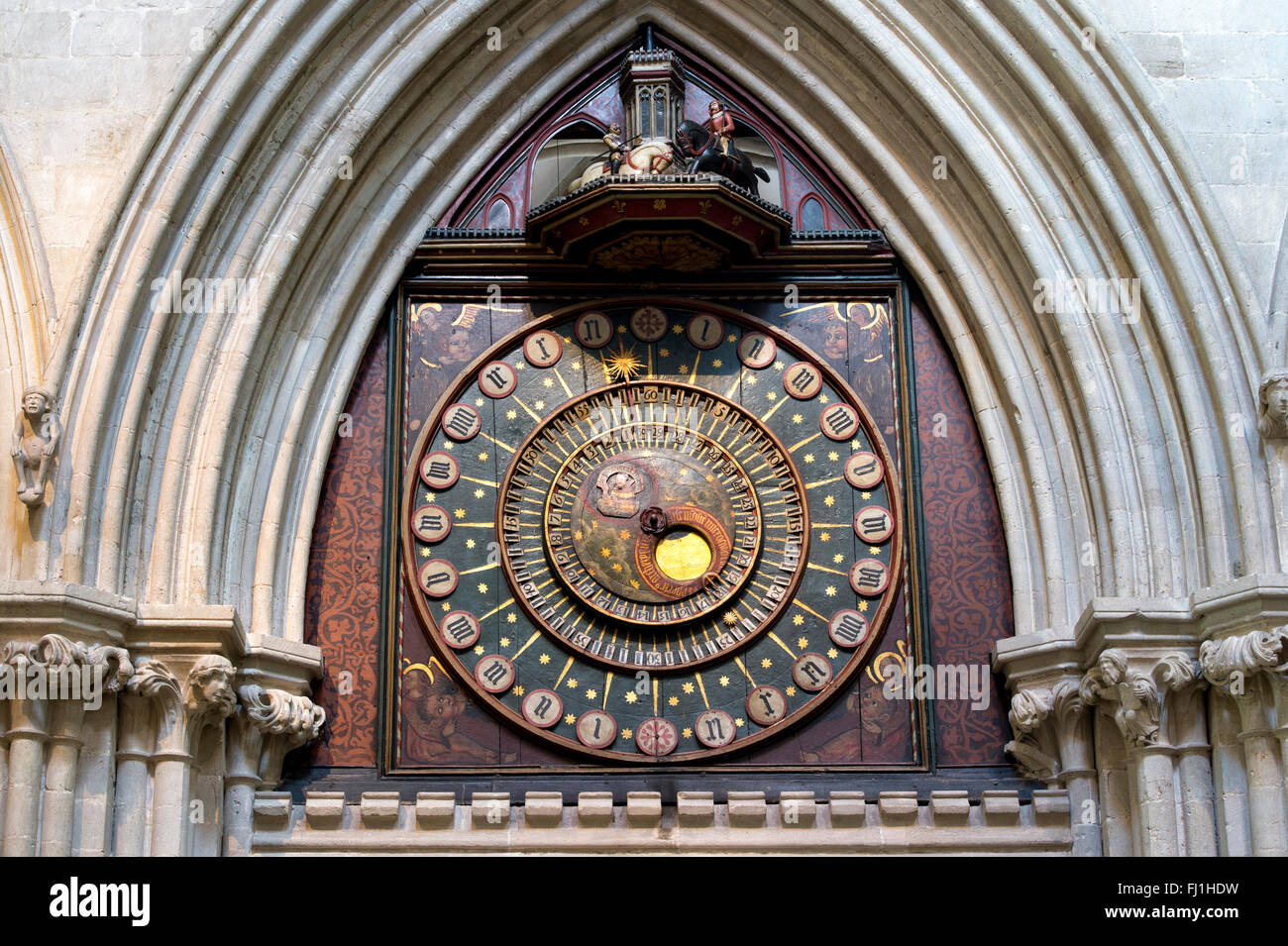 Wells Cathedral clock. Somerset, England Stock Photo