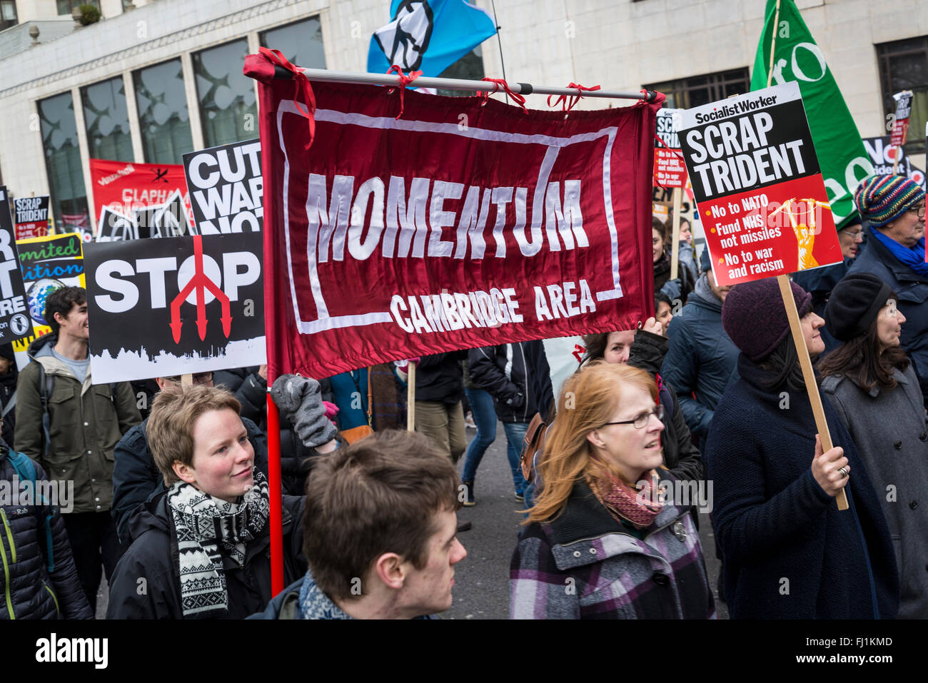 London, UK. 27th Feb, 2016. Stop Trident Demonstration, organized by Campaign for Nuclear Disarmament, London, England, UK. 27/02/2016 Credit:  Bjanka Kadic/Alamy Live News Stock Photo