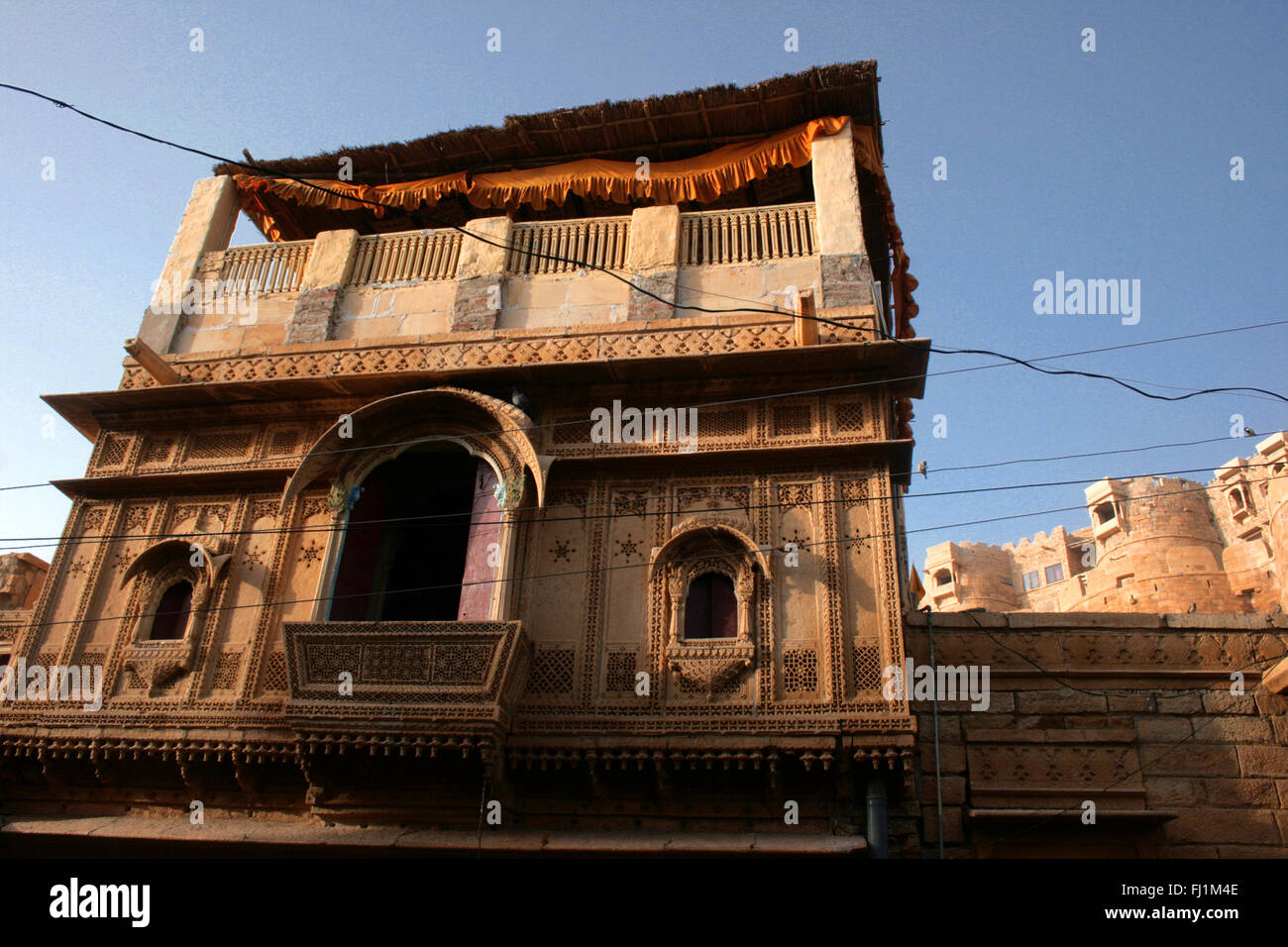 Haveli architecture of Jaisalmer fort, Rajasthan, India Stock Photo