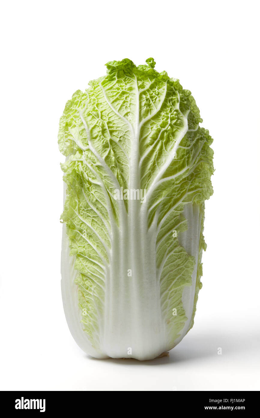 Fresh whole raw Chinese cabbage on white background Stock Photo