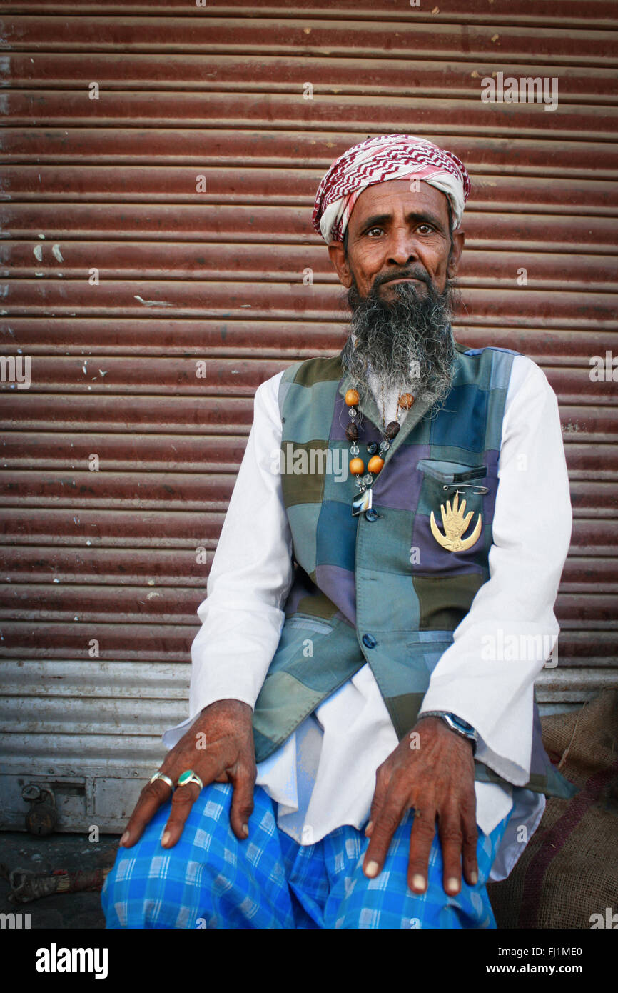 Muslim man with traditional dress code in Bikaner , India Stock Photo