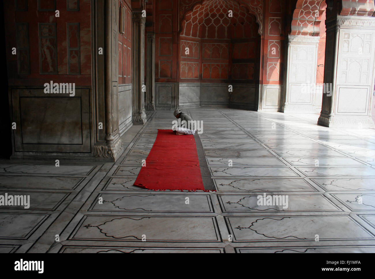 Muslims praying at jama Masjid (great mosque) of Old Delhi , India Stock Photo