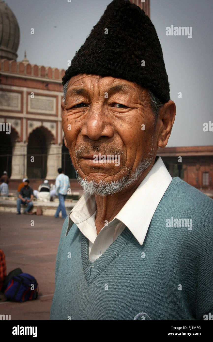 Muslim man at mosque Jama masjid , Old Delhi , India Stock Photo