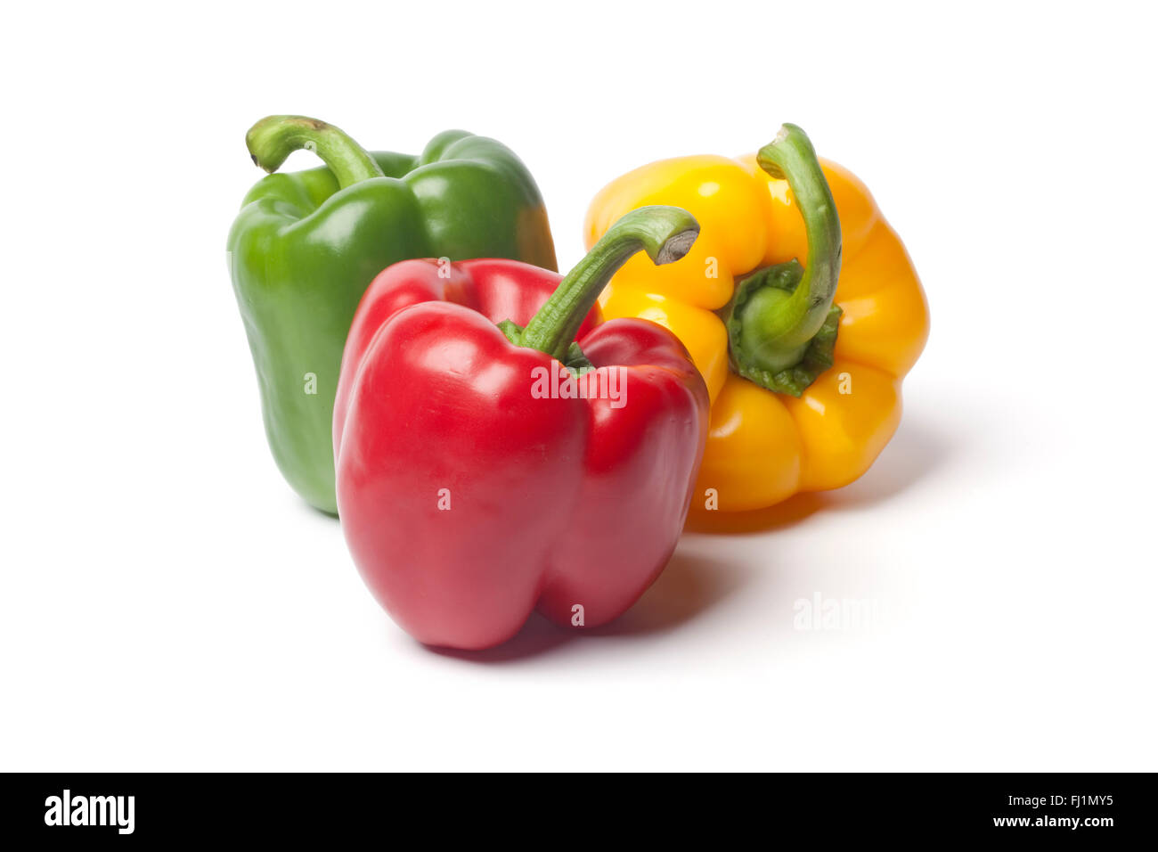 Fresh red,green,yellow bell pepper on white background Stock Photo