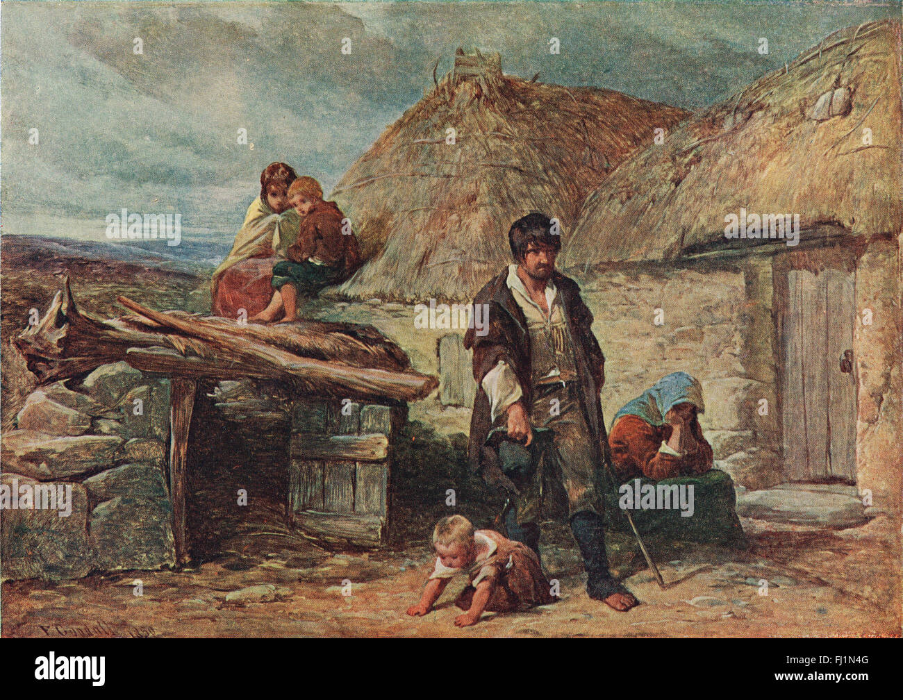 An Irish Eviction, 1850 The Great Famine in Ireland Stock Photo
