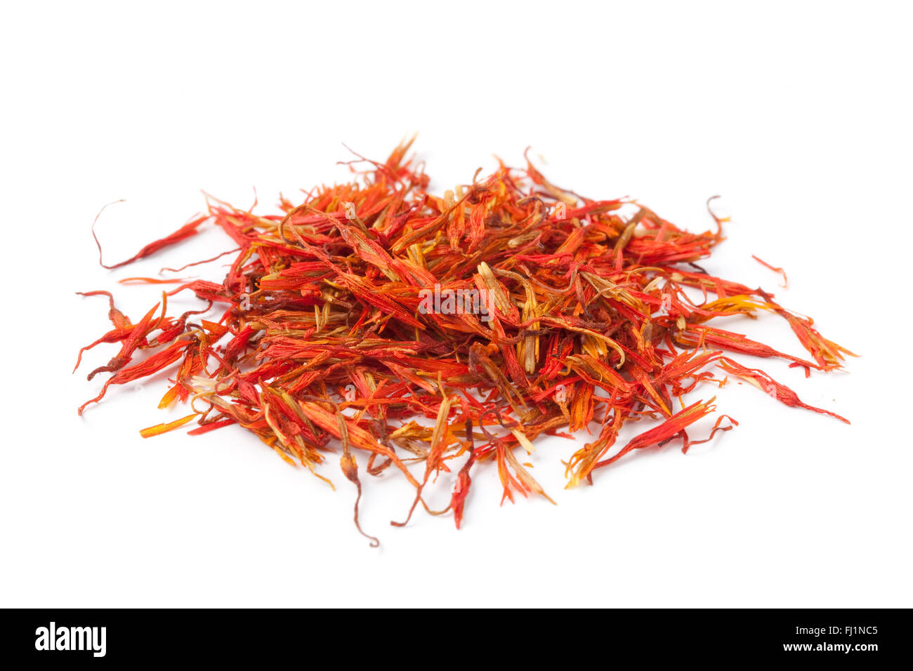 Pile of Saffron on white background Stock Photo