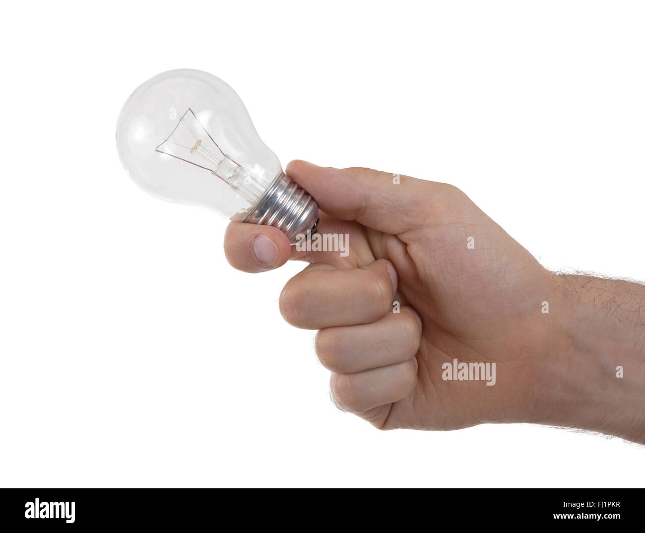 Hand holding an light bulb isolated on white background Stock Photo - Alamy