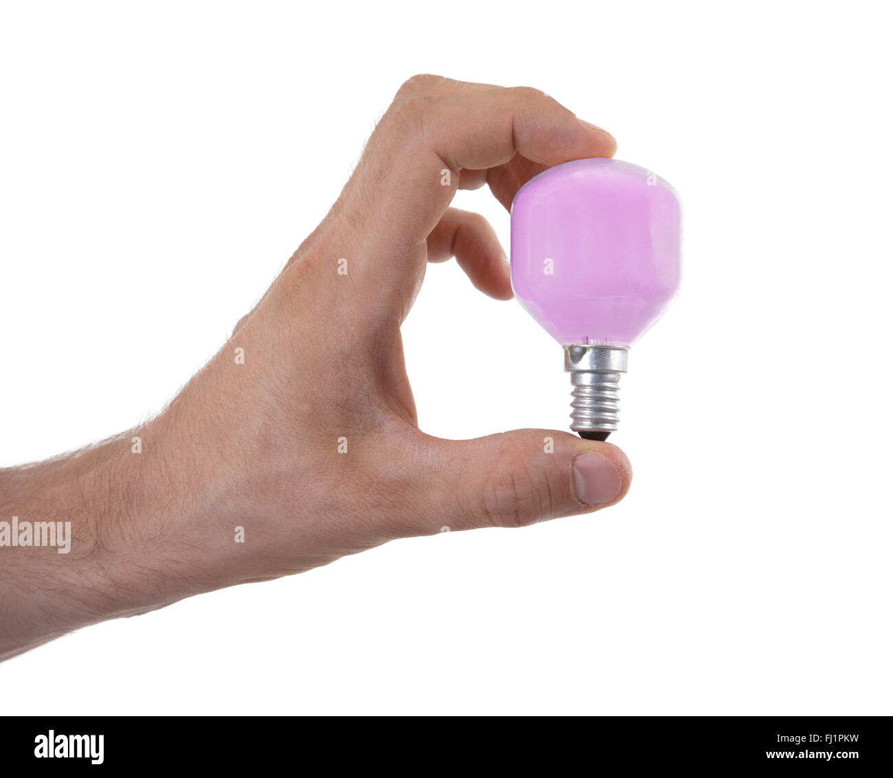 Hand holding an light bulb isolated on white background Stock Photo - Alamy