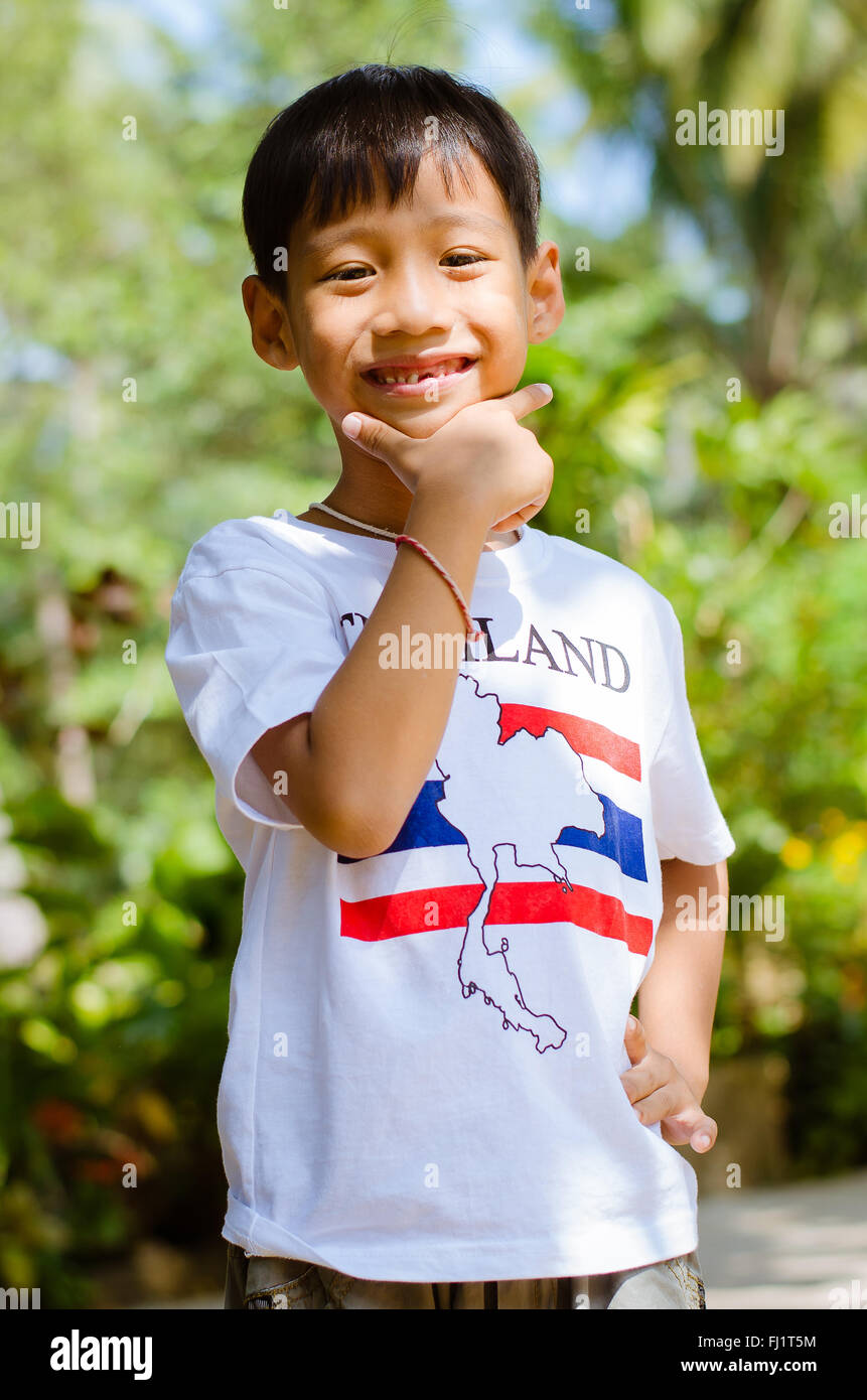 Asian Boy Posing with Smile. Stock Photo