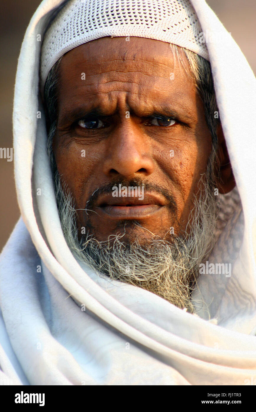Portrait of Indian man in Hindu holy city Varanasi, India Stock Photo