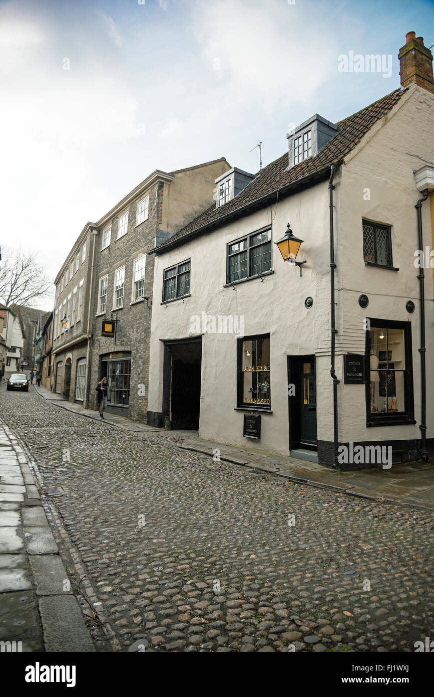Listed Buildings in Elm Hill Norwich Stock Photo Alamy
