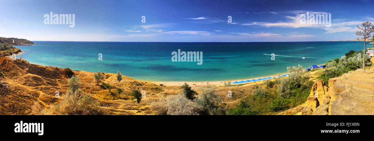 Summer panoramic landscape of Crimean seacoast, Ukraine Stock Photo