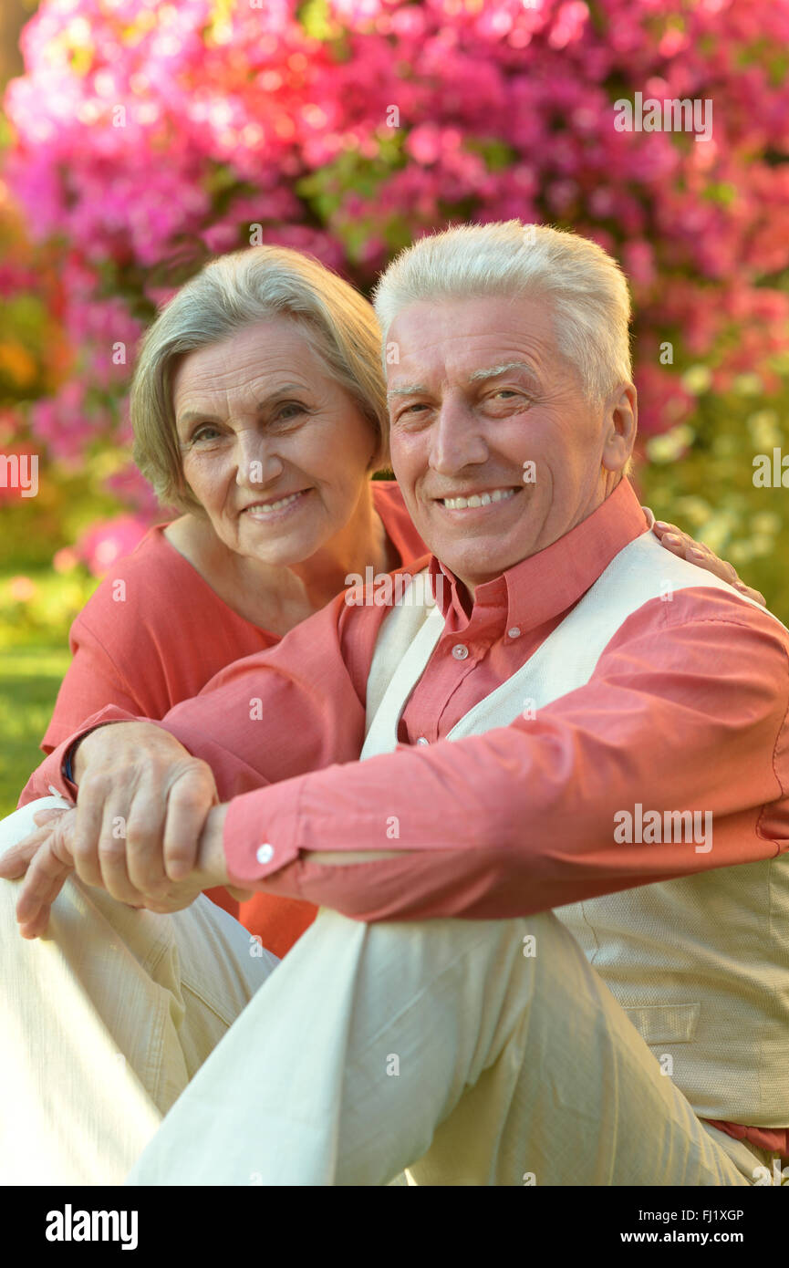 Senior couple in summer park Stock Photo - Alamy