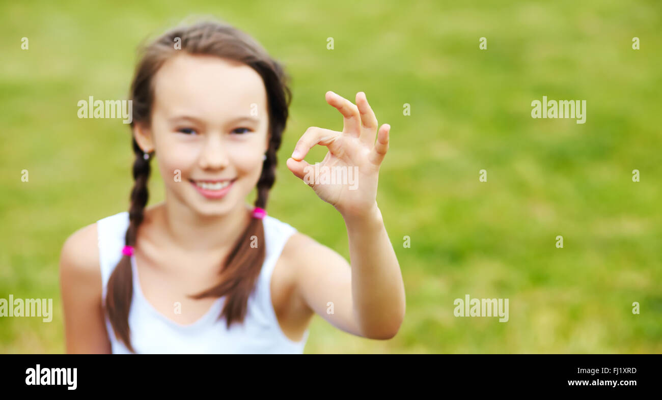 showing OK sign Stock Photo