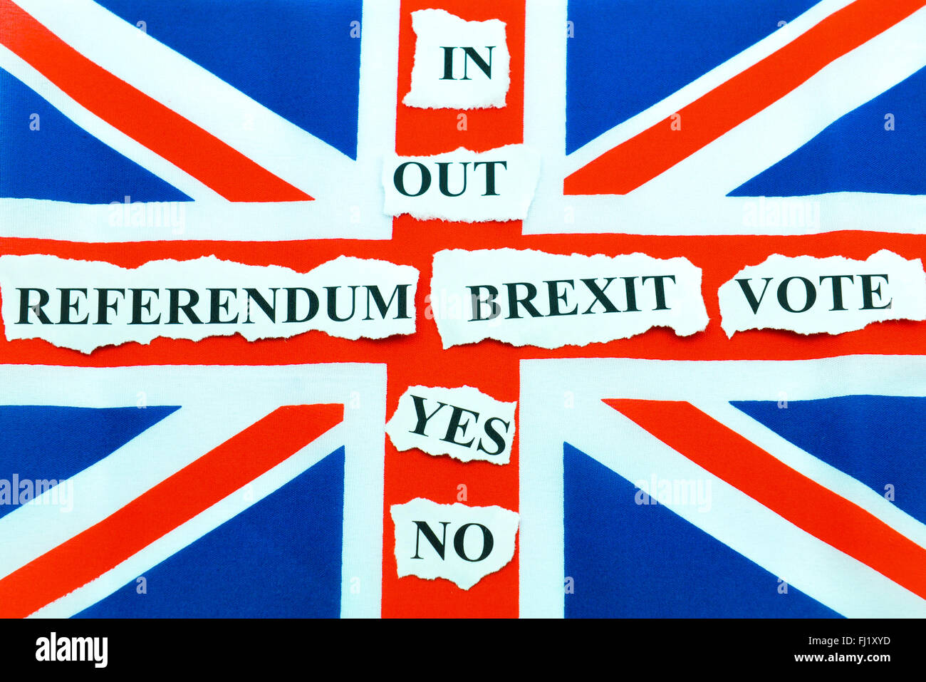 Brexit UK EU referndum concept with flags and topical message Stock Photo