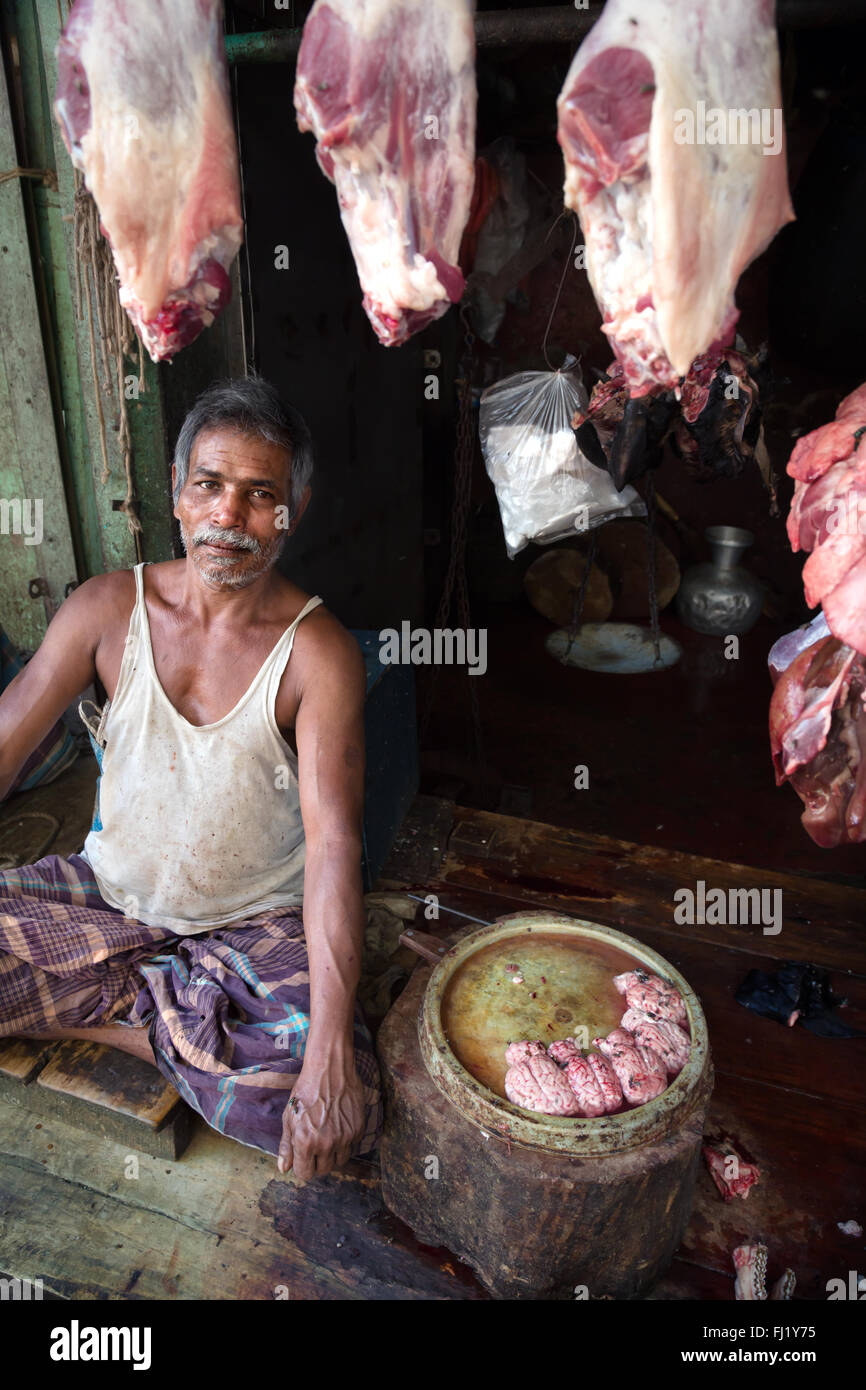 Butcher in Dhaka, Bangladesh Stock Photo