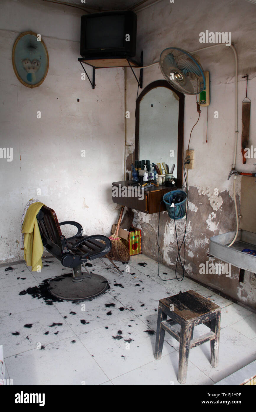 Empty hairdresser salon in Zhenyuan, Guizhou, China Stock Photo
