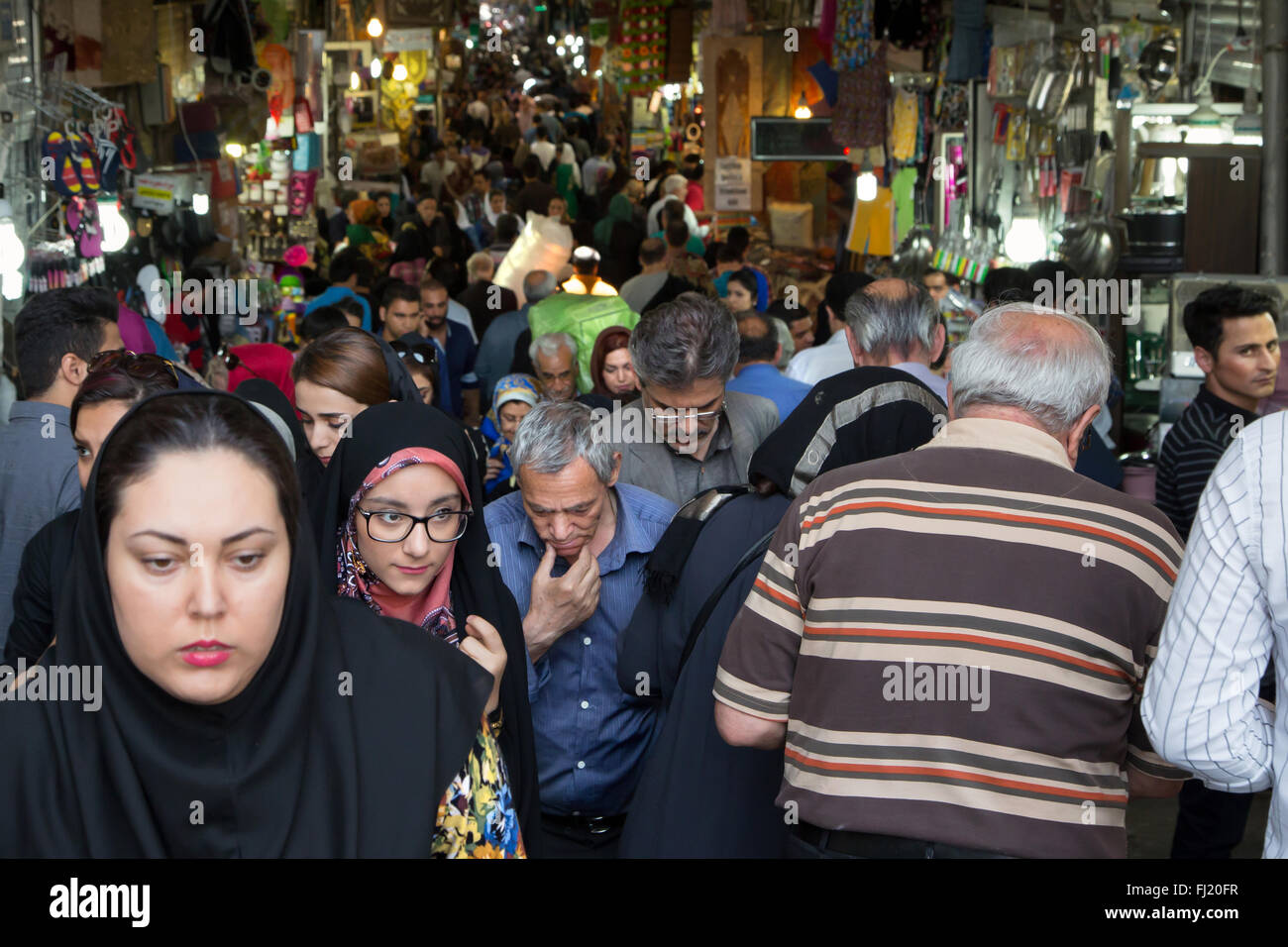 Crowd at the Grand Bazaar, Tehran Stock Photo