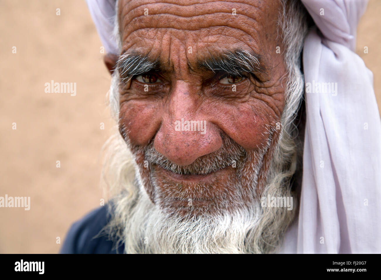 Portrait of Afghan man in Fahraj , Iran Stock Photo