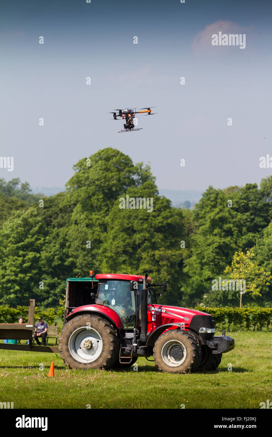 Drone and tractor Stock Photo