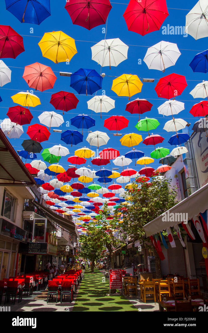 Umbrella Street , Antalya, Turkey Stock Photo