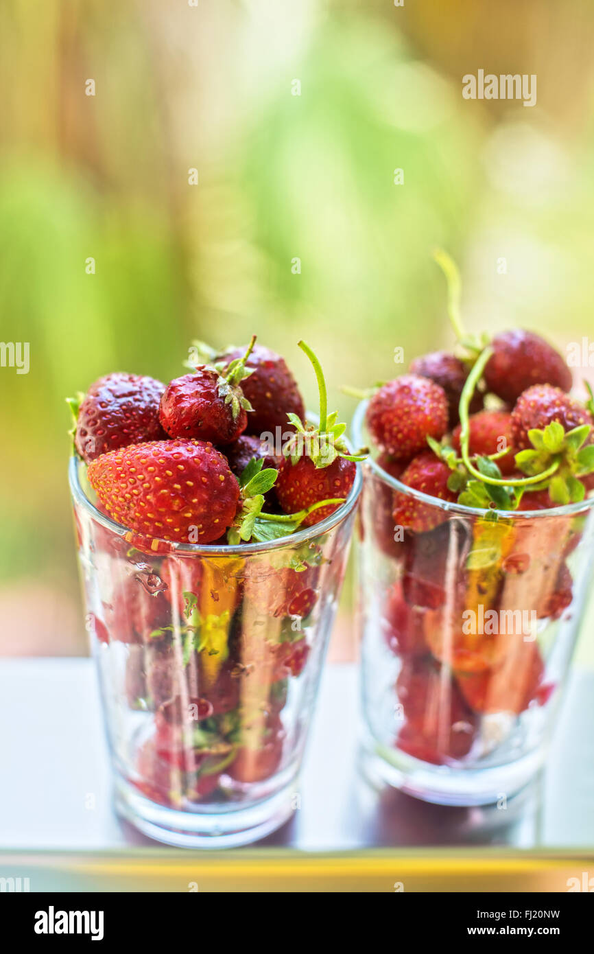 Fresh ripe strawberry in a glass Stock Photo - Alamy