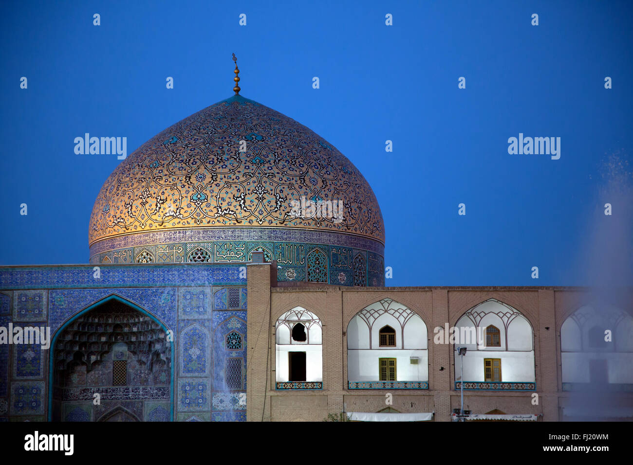 Dome of Sheikh Lotfollah Mosque, Isfahan Ispahan Stock Photo