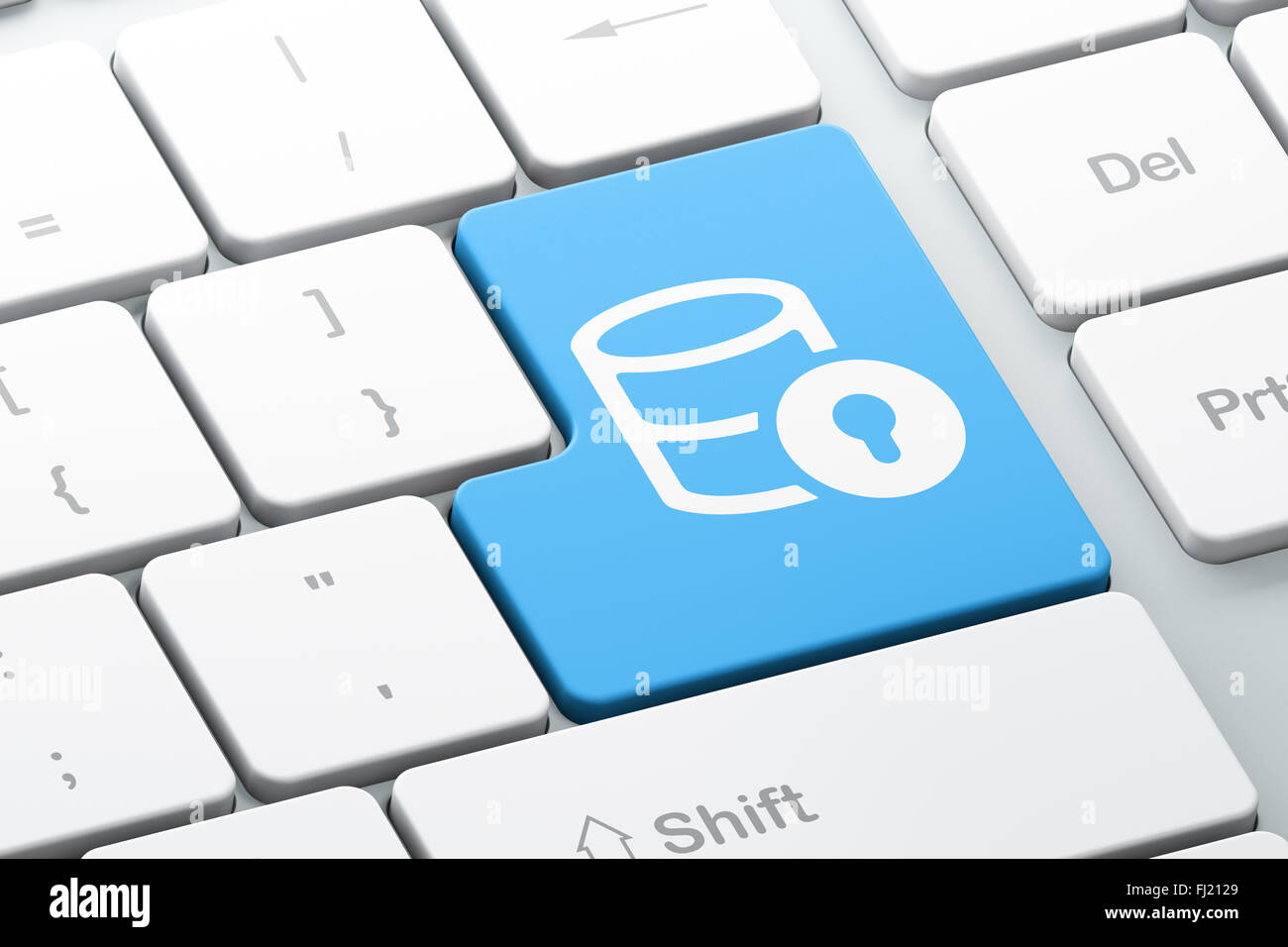 Software concept: Database With Lock on computer keyboard background ...