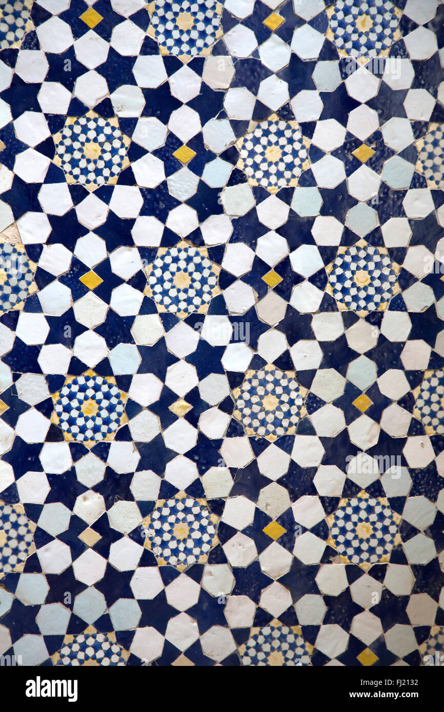 Iran Persia details on architecture - nice pattern and drawings in mosques in KAshan Stock Photo